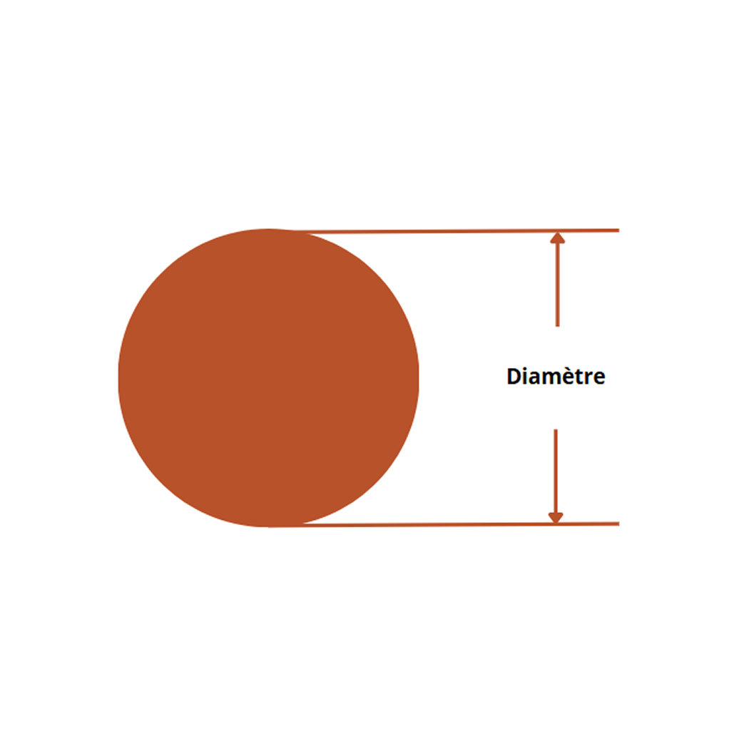 Barre cuivre rond 25 mm CUA1 schema