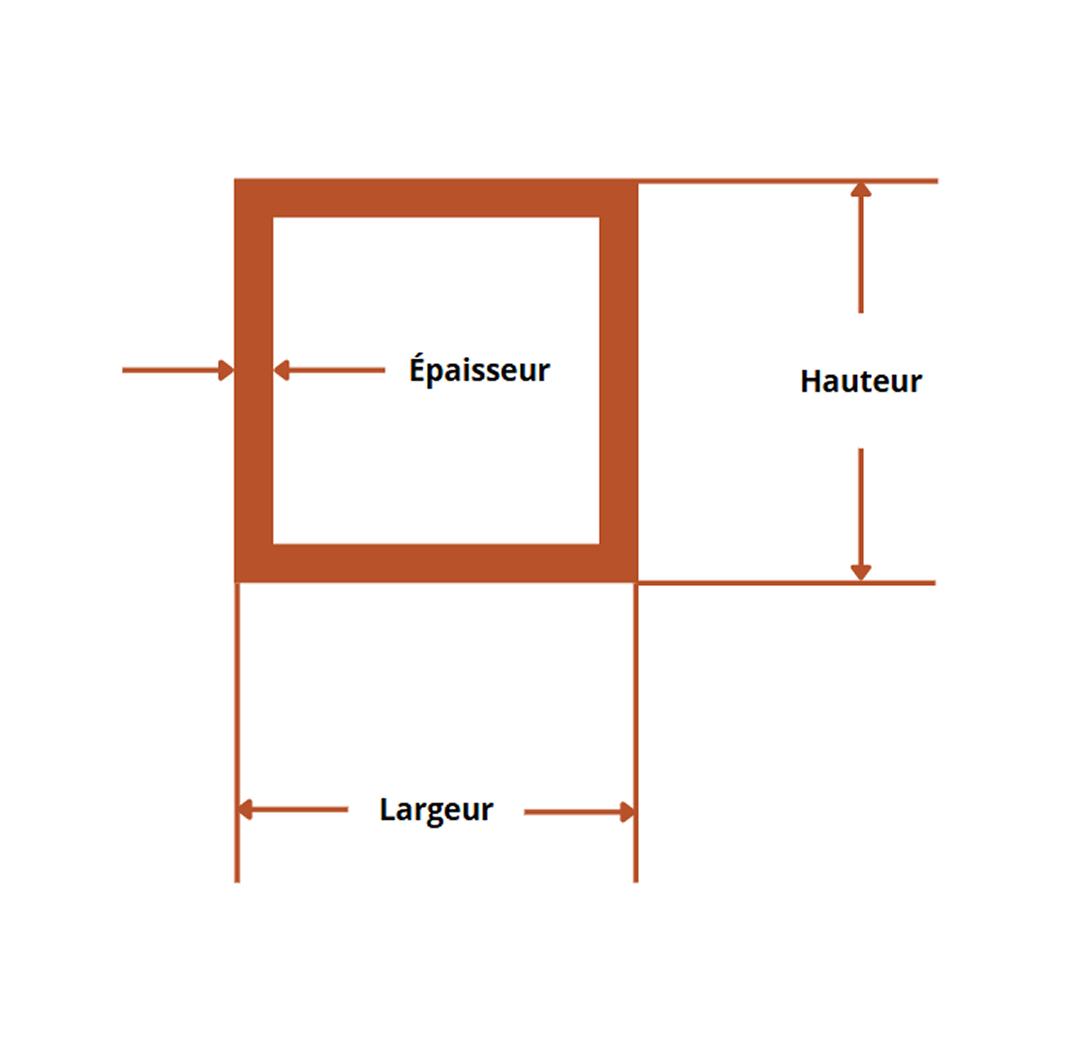 Tube acier carre 80x80x4 mm E24 schema